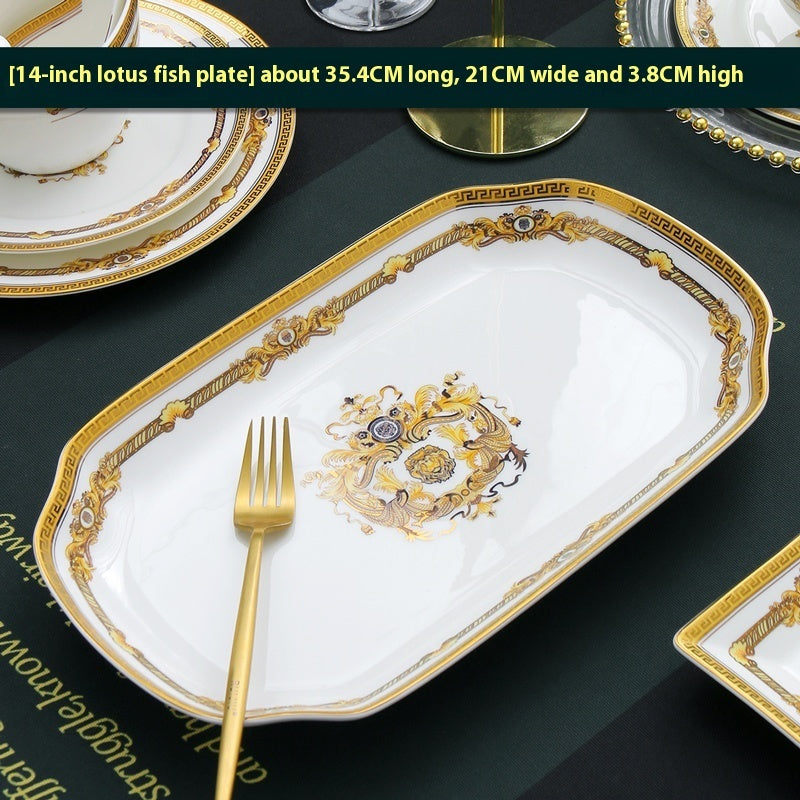 Tangshan Bone Tableware European Household Bowl Plate Dish Bowl
