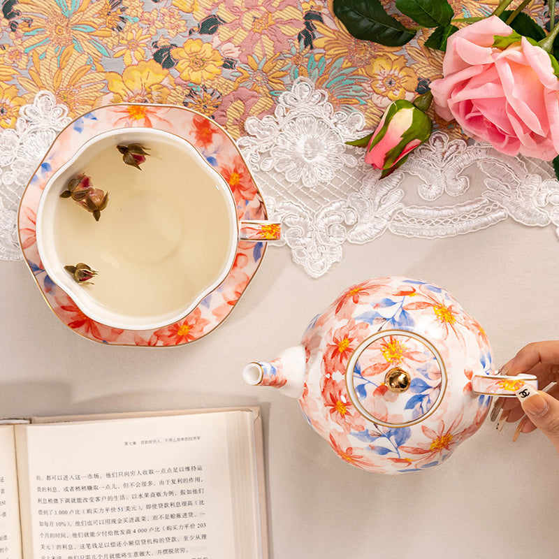 French Pastoral Style High Bone China Tea Set Suit