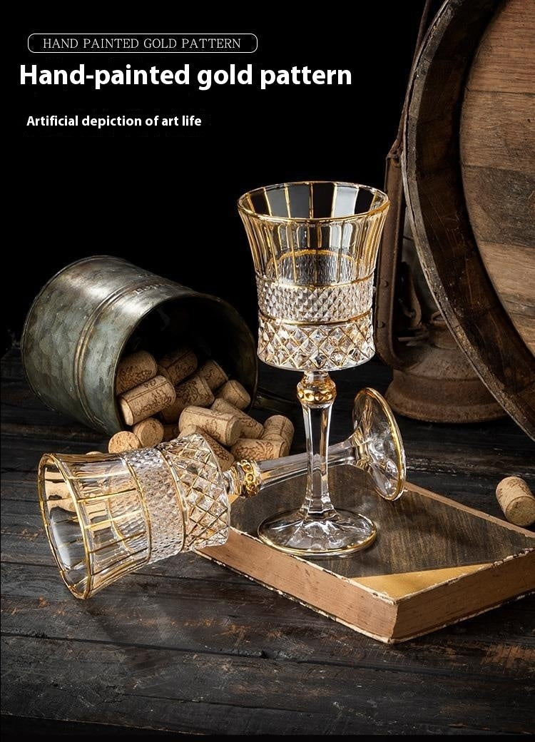 European-style Gold Crystal Glass Red Wine Goblet Suit